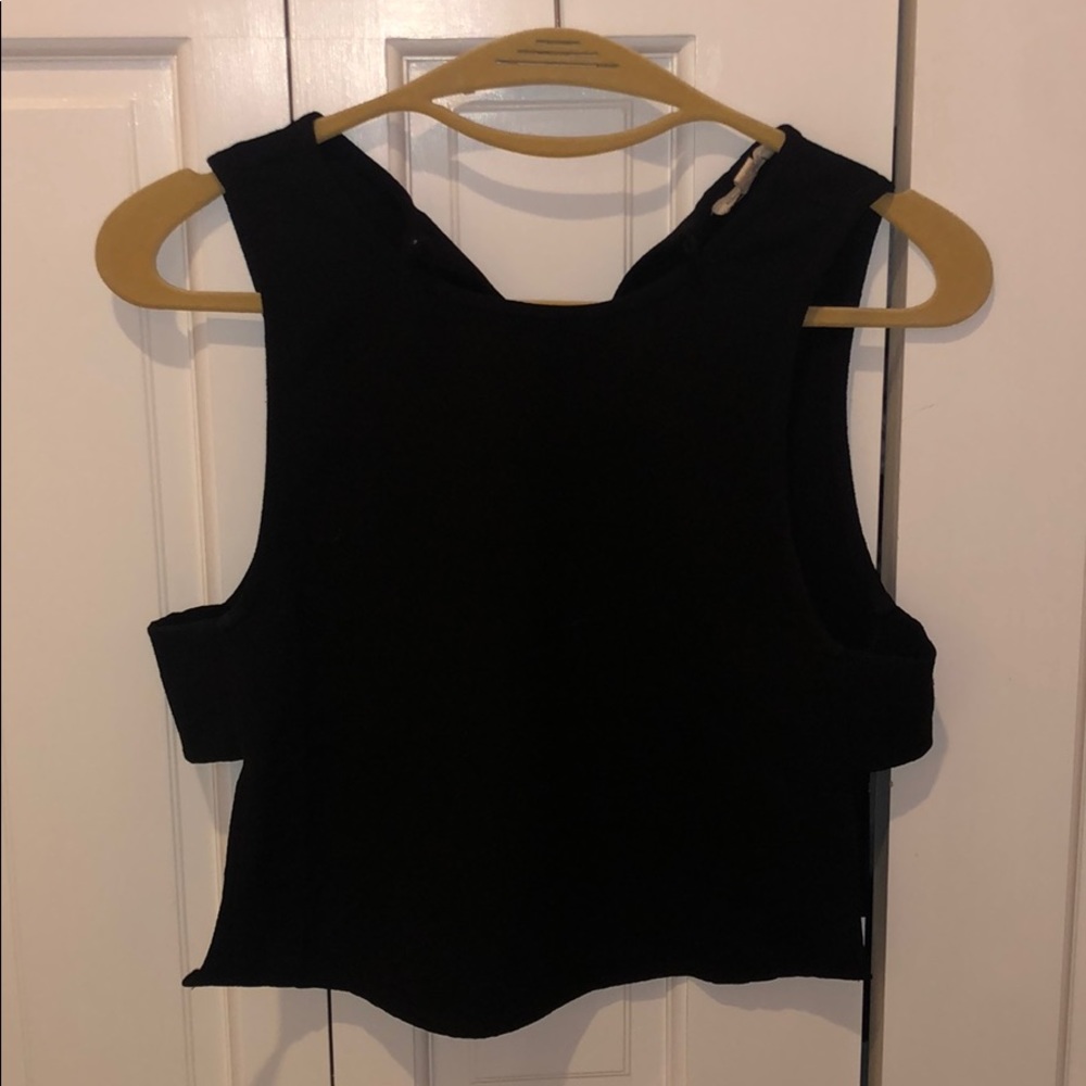 Black crop top with open sides